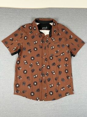 Smartwool Men's Brown Short-Sleeve Printed Button-Down Shirt